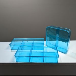 Makeup and jewelry organizer set with lids lot of 3